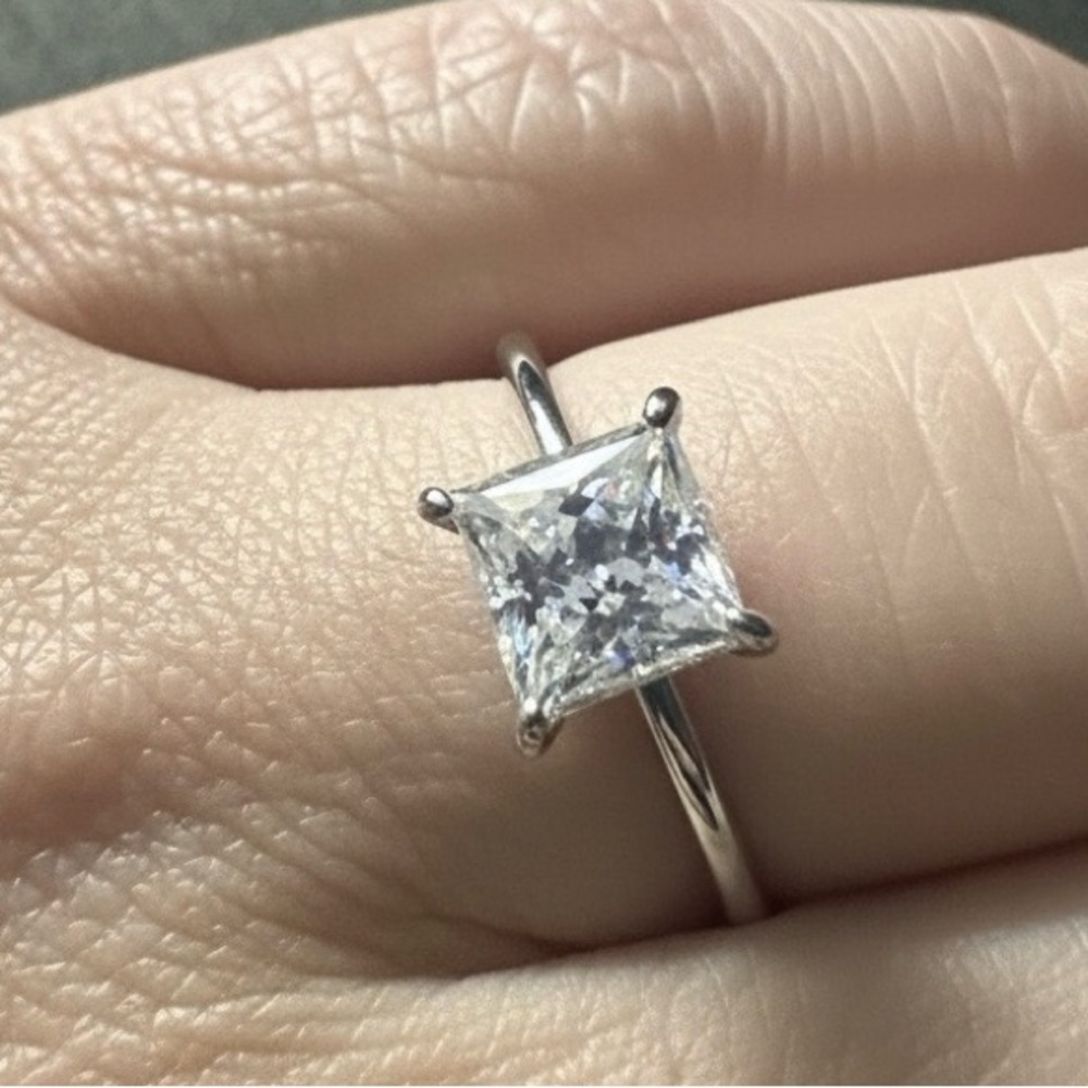 Moissanite sterling 1.2 ct Princess Cut Ring